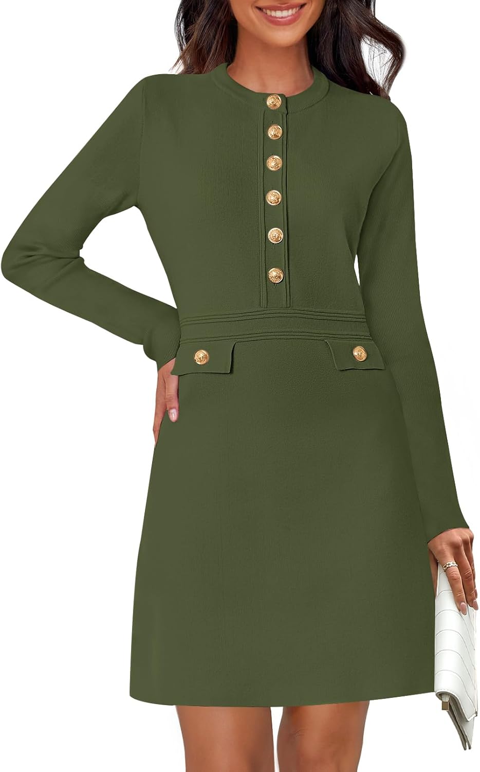 Stylish Women's Fall Long Sleeve Bodycon Sweater Dress