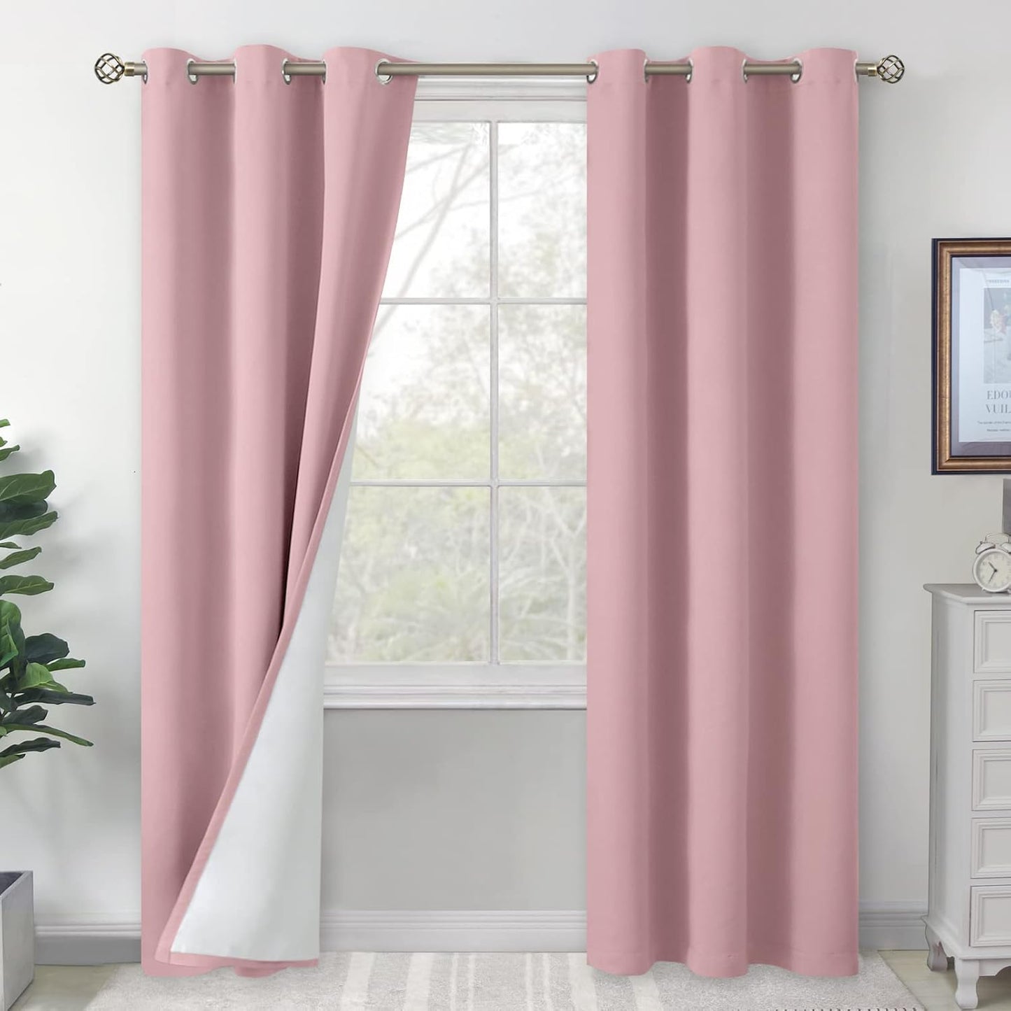 BGment Pink Blackout Curtains for Bedroom 84 Inch Length Set