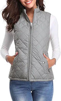 Fuinloth Quilted Vest Stand Collar Lightweight Padded Gilet - Cozy