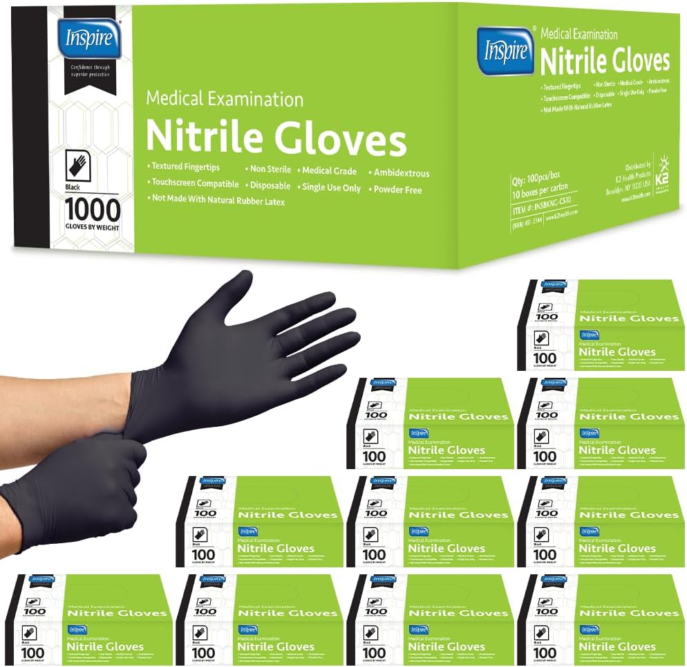 Inspire Black Nitrile Gloves - Original Quality Disposable Gloves