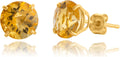 10k Gold 8mm Round Birthstone Stud Earrings - Citrine
