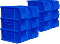AkroBins Stackable Plastic Storage Bins 12-Pack - Blue 10.5in