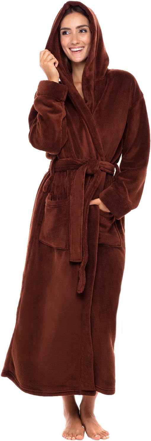 Luxurious Plush Fleece Robe for Women with Hooded Design