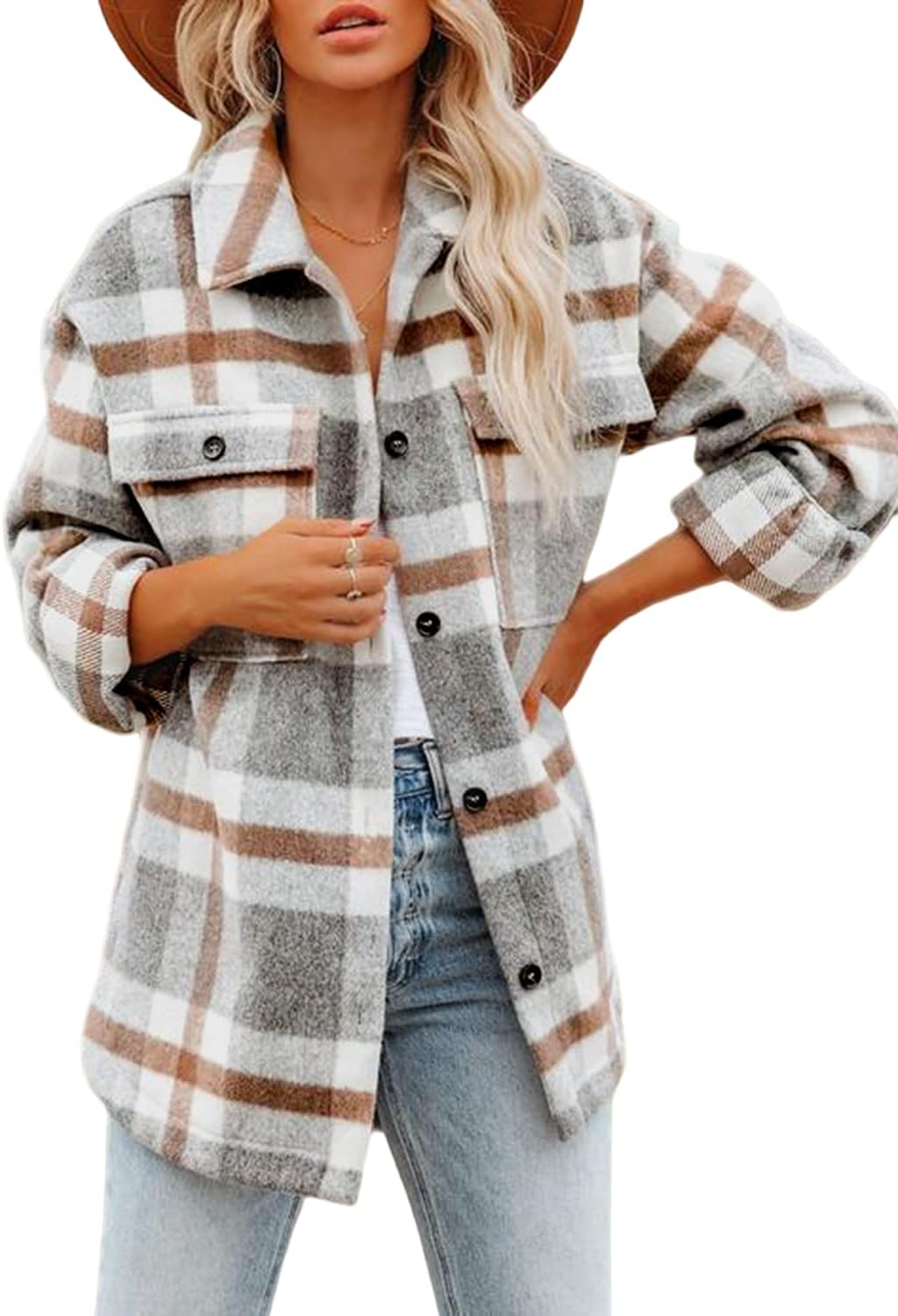 Beaully Women's Flannel Plaid Shacket for Fall Outfits
