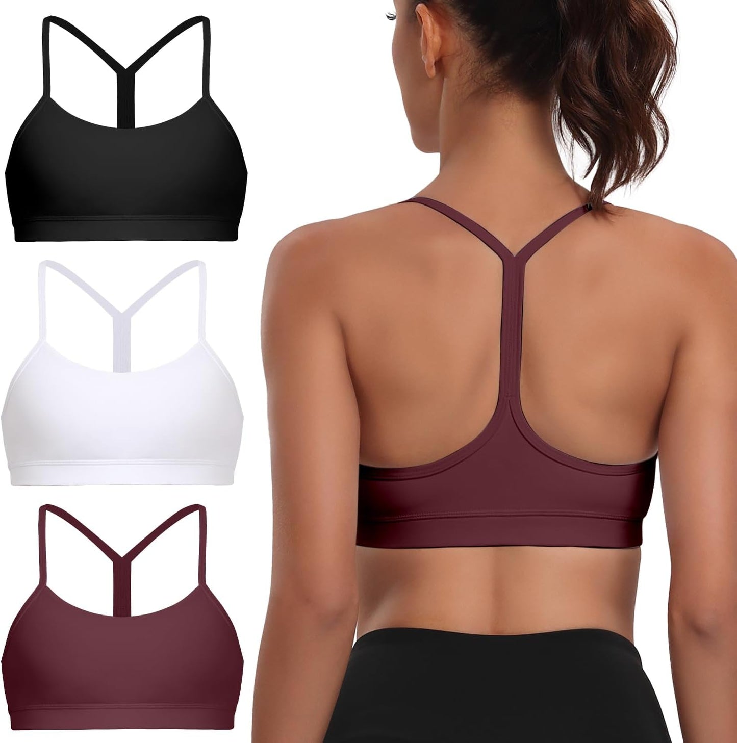 Spaghetti Strap Padded Sports Bras for Women - Y Back Design