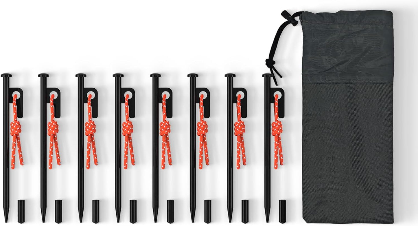 Ultra-Durable Tent Stakes Set - Heavy Duty Steel Pegs