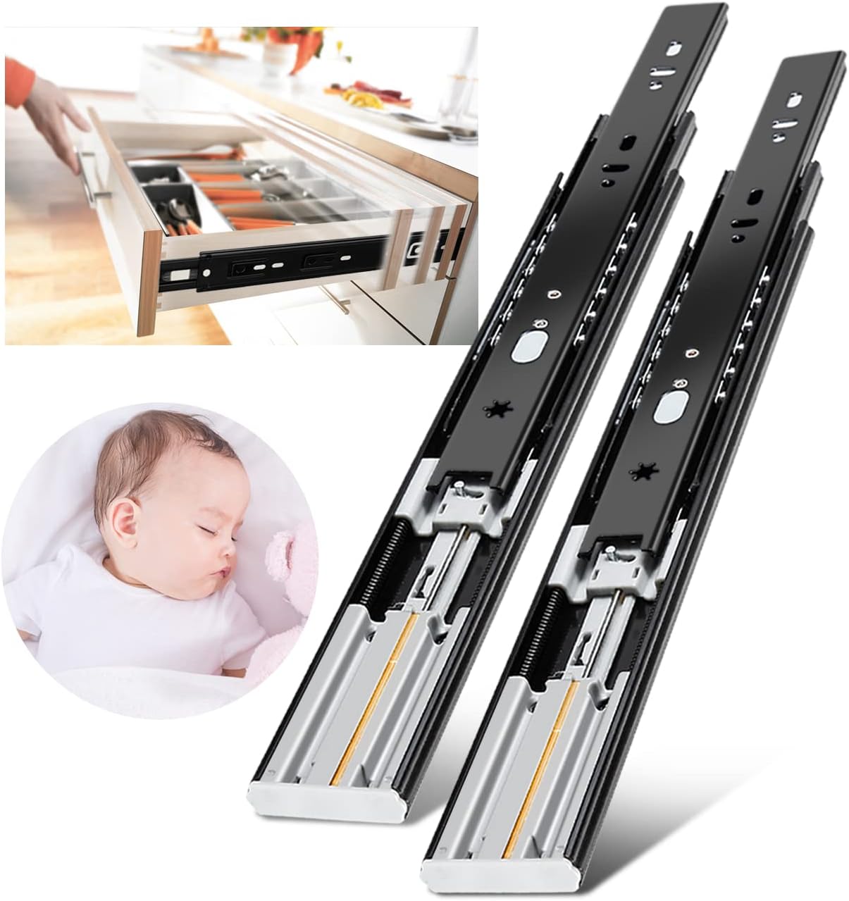 YENUO Soft Close Drawer Slides for 22 Inch Heavy Duty Use