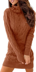 Langwyqu Womens Cable Knit Sweater Dress - Slim (Style 3J6Z)