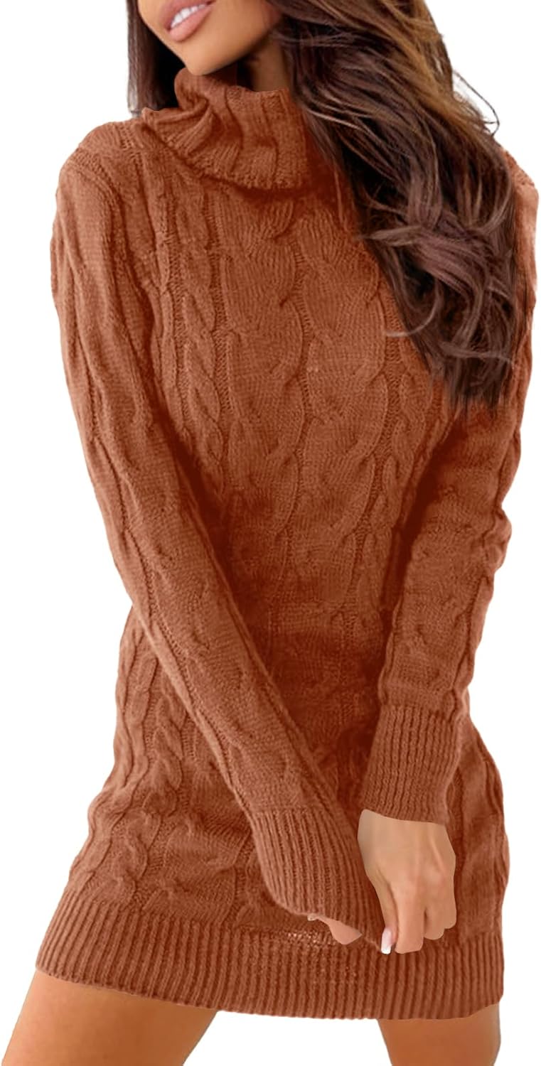 Langwyqu Womens Cable Knit Sweater Dress for Fall Fashion