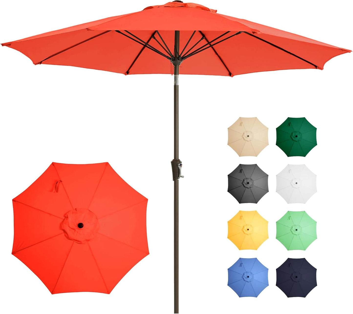 9FT Large Outdoor Patio Umbrella for Deck and Garden Use