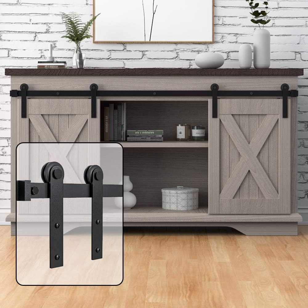 WINSOON 5FT Super Mini Barn Door Hardware Kit for Double Doors