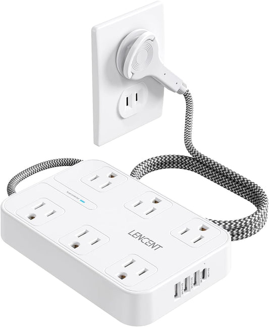 LENCENT 2 Prong Power Strip, Surge Protector & USB Ports