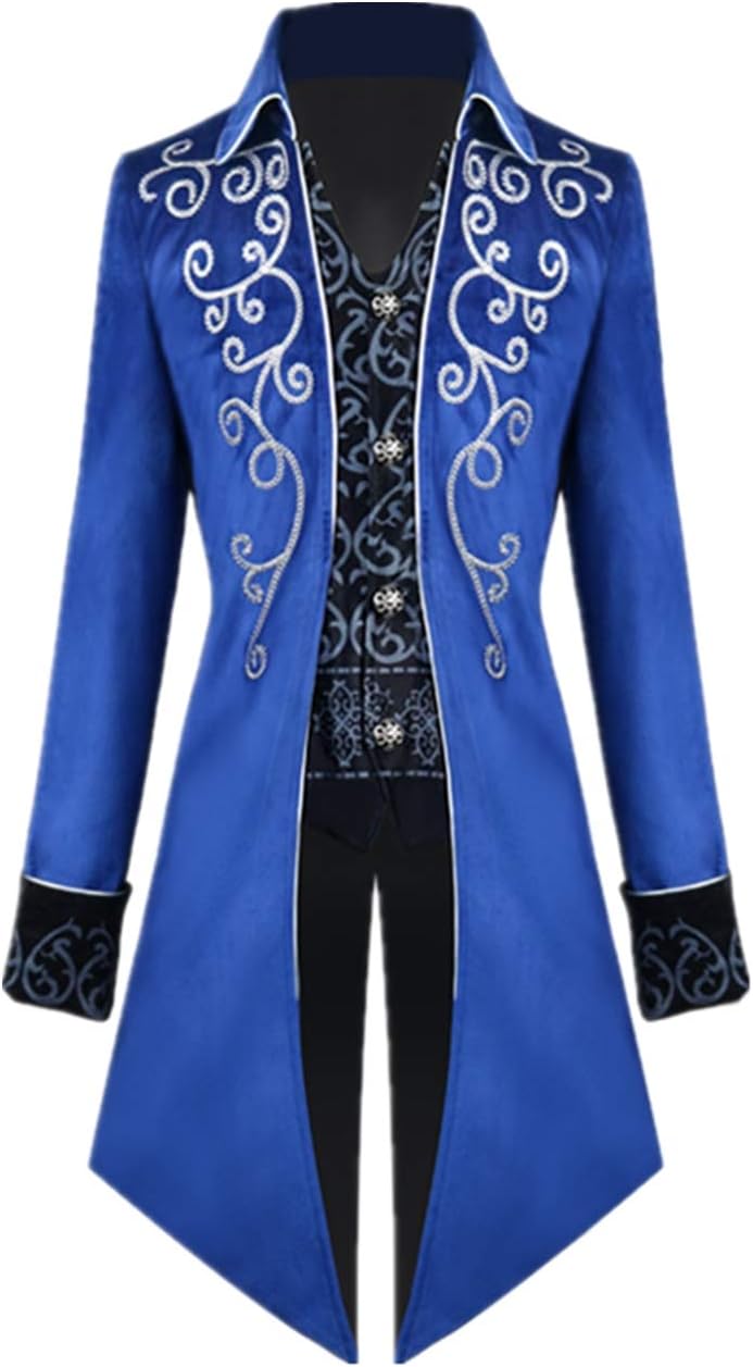Crubelon Men's Steampunk Vintage Tailcoat Jacket for Parties