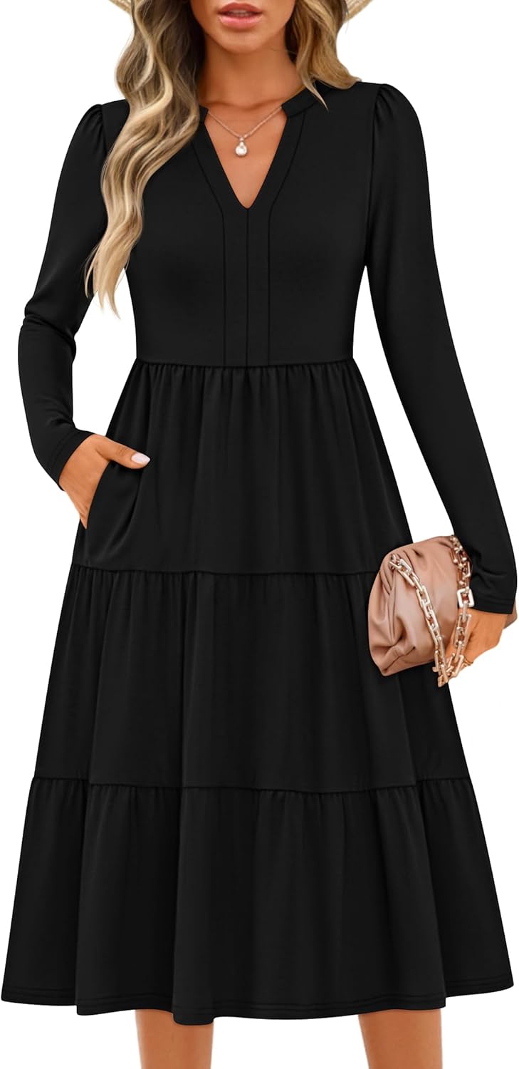 ZESICA Women's Long Sleeve Fall Dresses for Casual Style