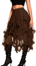 Long Tulle Skirt for Women High Waisted Asymmetrical Ruffle Skirt