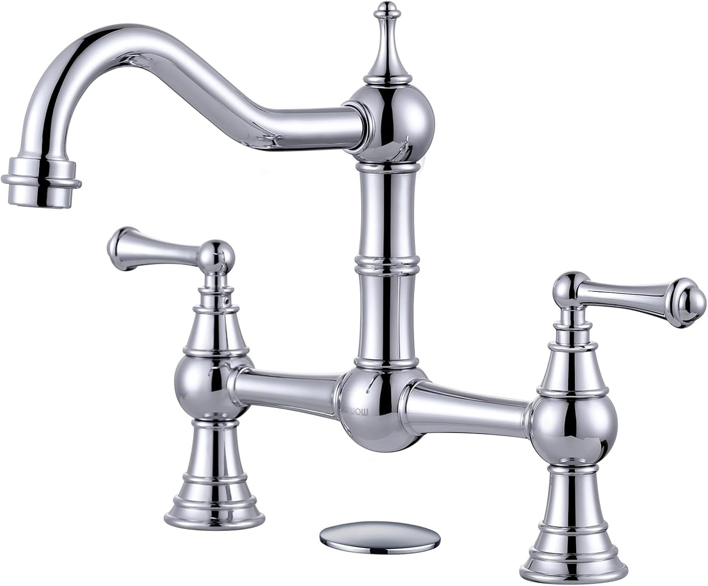 WOWOW Chrome Kitchen Faucet: Classic Heritage Bridge Design