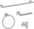 Chrome Bathroom Hardware Set 4 Pieces - Modern Wall-Mount Towel Rack