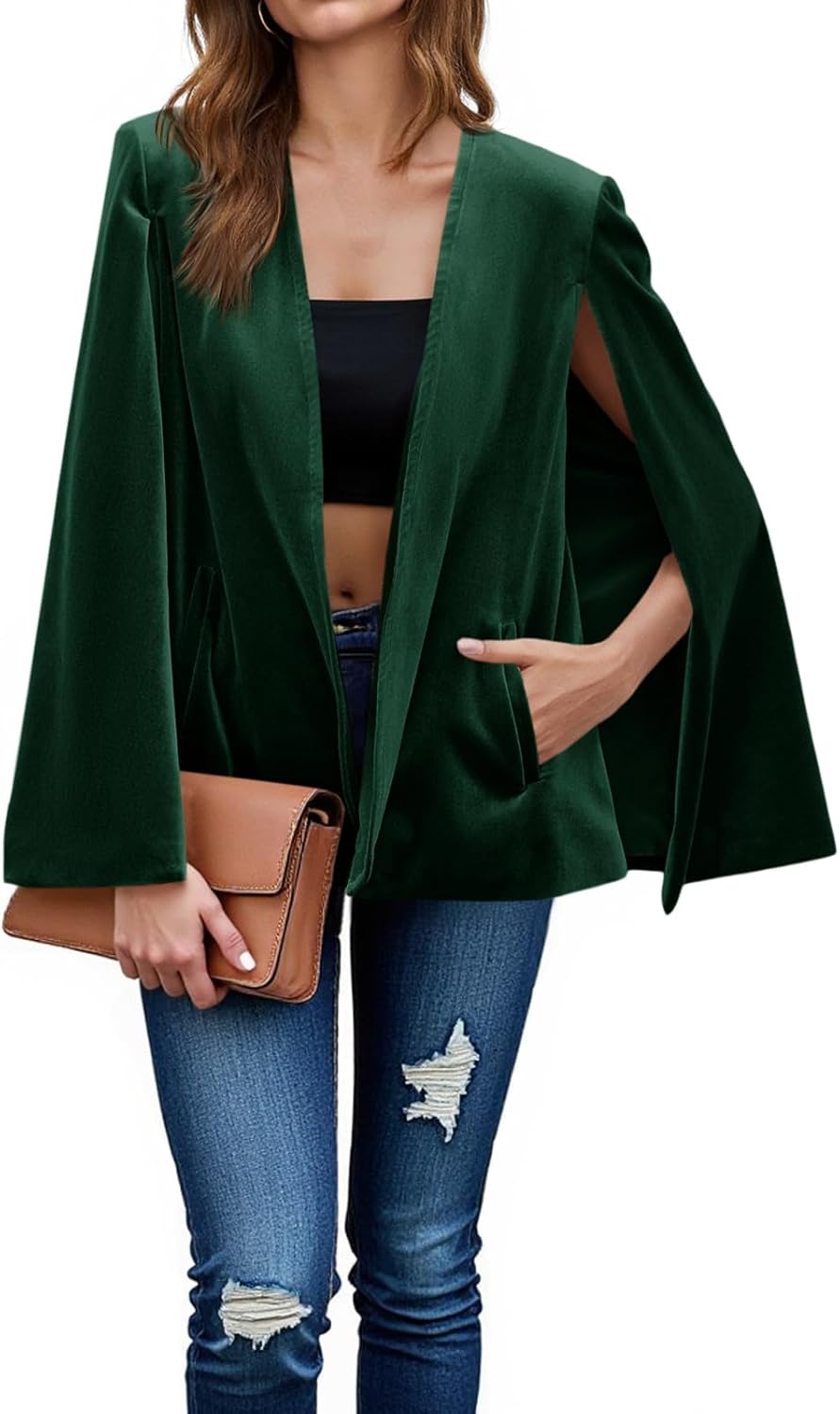 Cicy Bell Women's Velvet Cape Blazer for Stylish Outfits