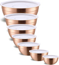 Rose Gold Mixing Bowls With Airtight Lids 7-Piece - Colorful Nesting