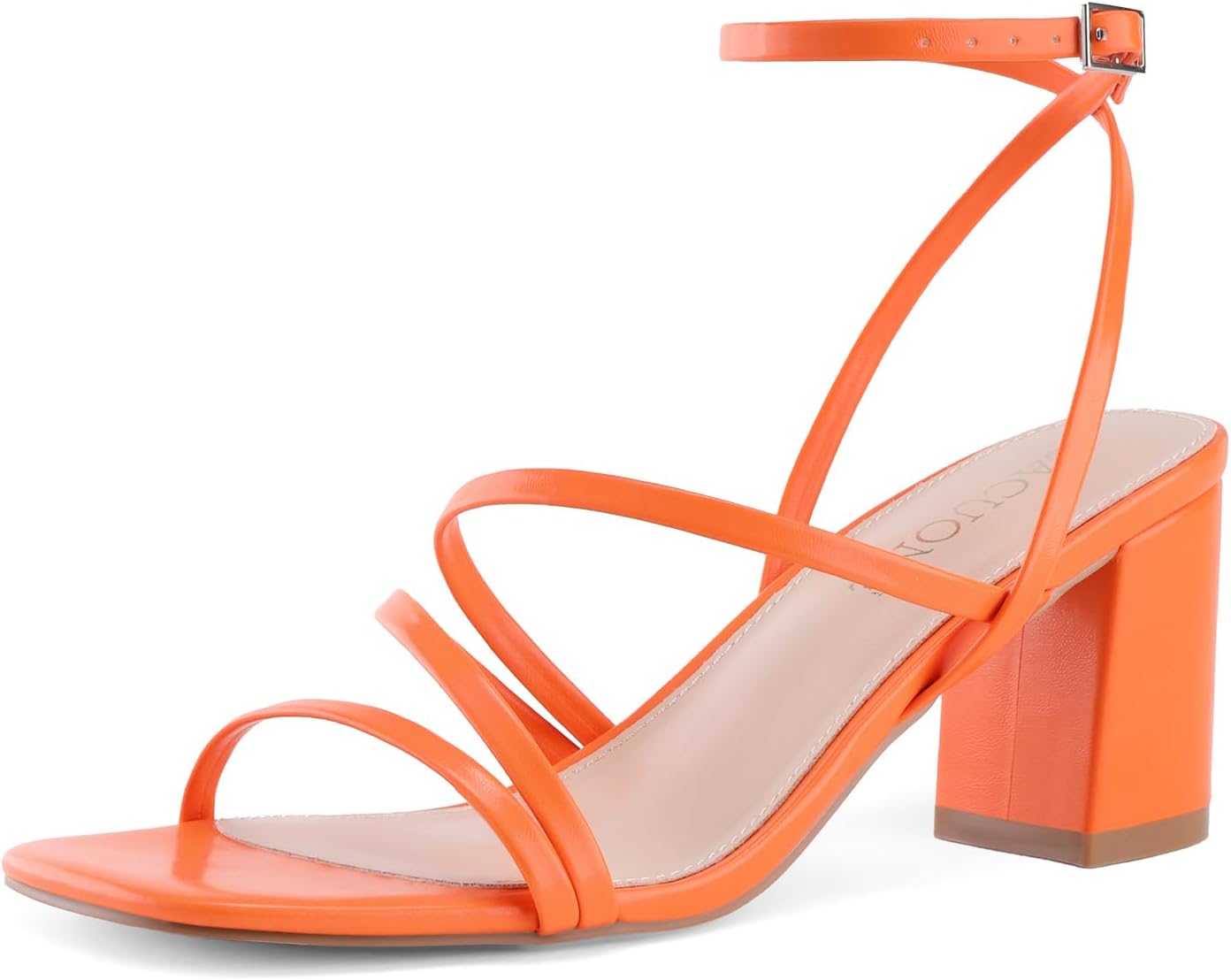 LACUONE Strappy Heels for Women - Comfortable Block Heels