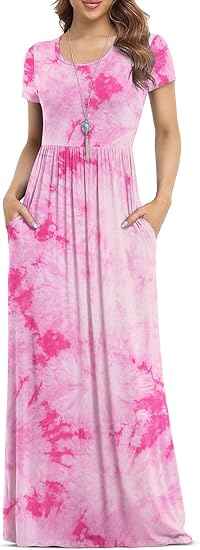 VIISHOW Women Short Sleeve Casual Maxi Dresses with Pockets