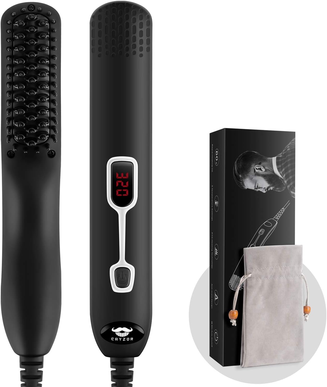 Beard Straightener Comb for Men - Professional Heated Brush