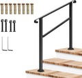 Outdoor Handrail 3 Step Stair Railing 40in x 36in - Sturdy Black
