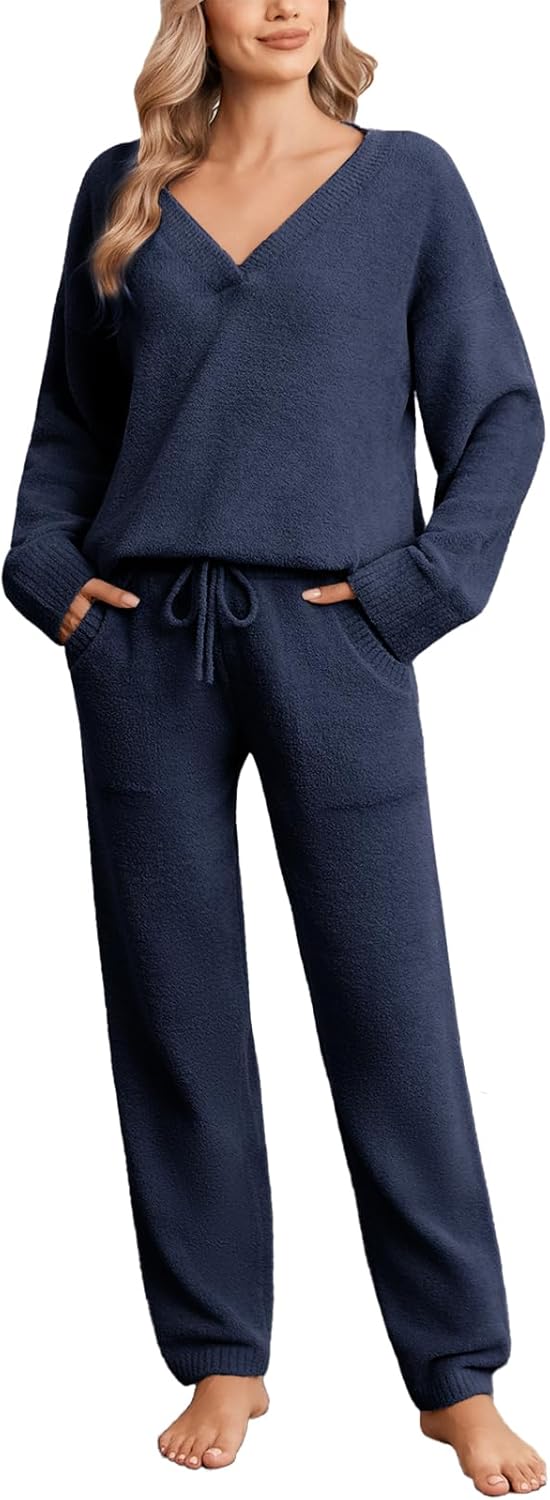 Snuggle Sac Pajamas for Women Set V Neck Ultra Soft Pjs