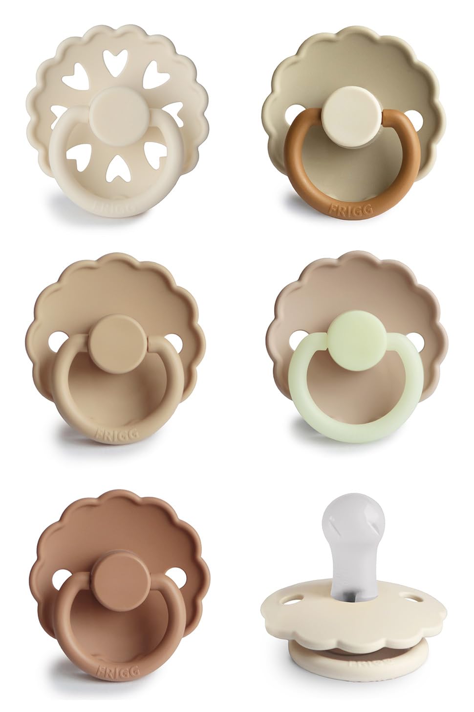 FRIGG SilkySoft Silicone Baby Pacifier 6-Pack for Comfort