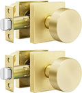 Gold Passage Door Knobs - Brushed Zinc Alloy 2-Pack