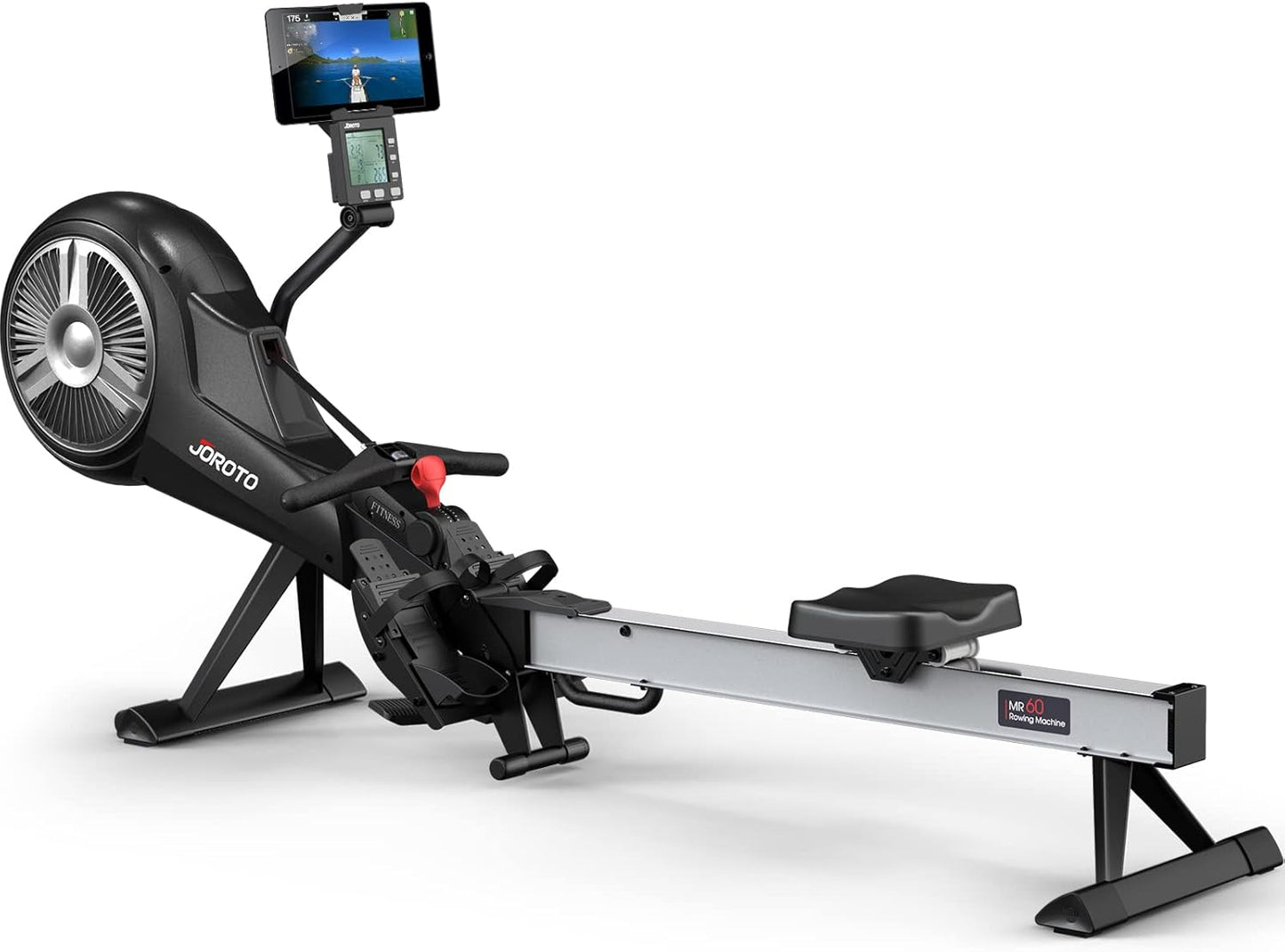 JOROTO Foldable Air Rowing Machine - 49.5 Rail, Backlit Monitor