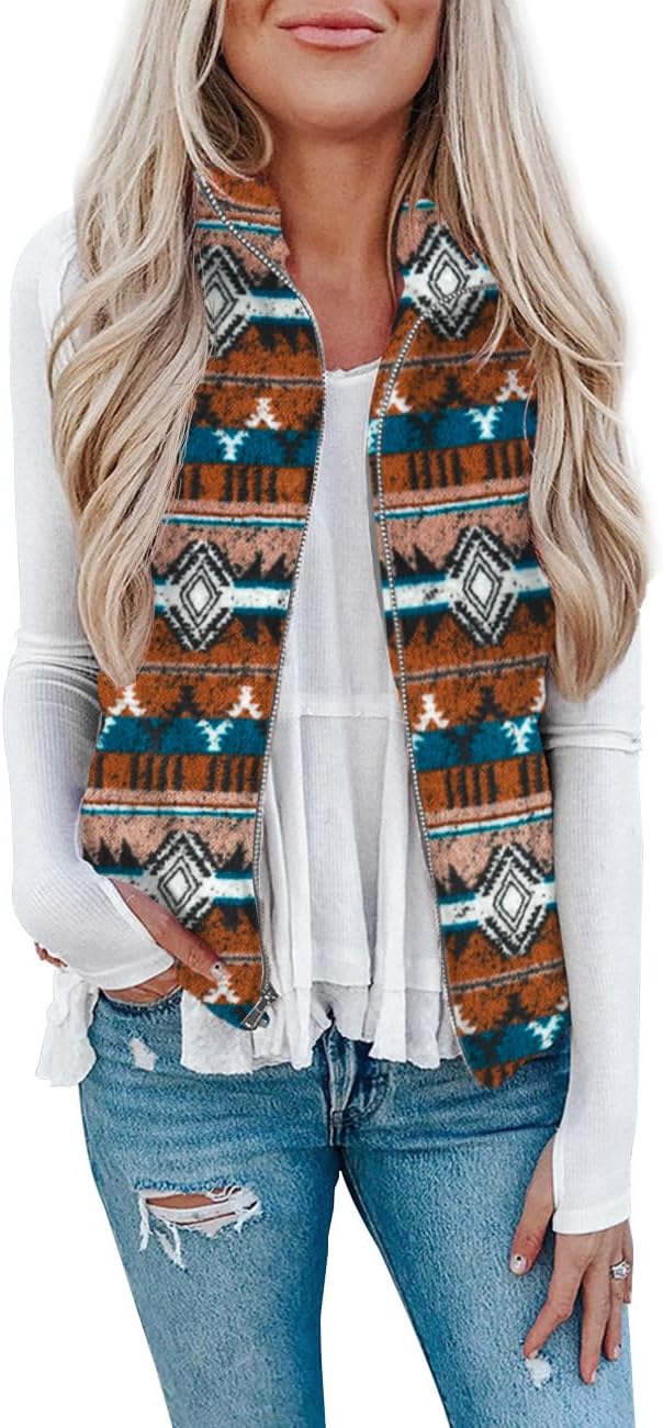 LOMON Womens Fuzzy Sherpa Fleece Jacket Cozy Sleeveless Vest