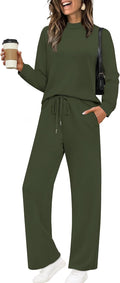 Two Piece Sets for Women Mock Neck Loungewear - Soft Stretchy Fit