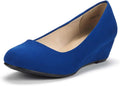 DREAM PAIRS Women's Debbie Mid Wedge Heel Pump Shoes - Comfy 1.75in