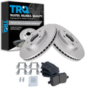 TRQ Front Premium Posi Ceramic Brake Pad & Coated Rotor Kit - Quiet
