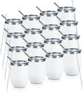 12oz Wine Tumbler with Lid and Straw - Insulated Stainless Stemless