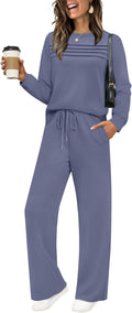 WIHOLL Women's 2 Piece Tracksuit Sets - Cozy Wide Leg Lounge Set Shoes