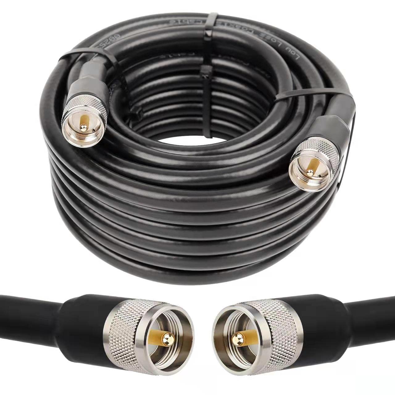 50ft RG8 UHF Male PL-259 Coax Cable for CB and VHF Radios