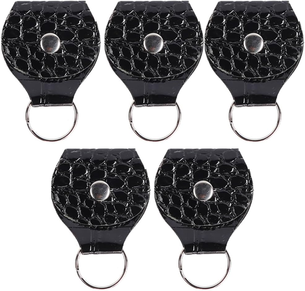 5 Pack Leather Guitar Pick Holder - Portable Keychain Case