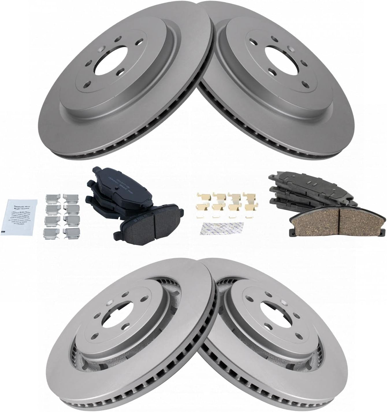 TRQ Front and Rear Brake Pad & Rotor Kit for Ford Vehicles