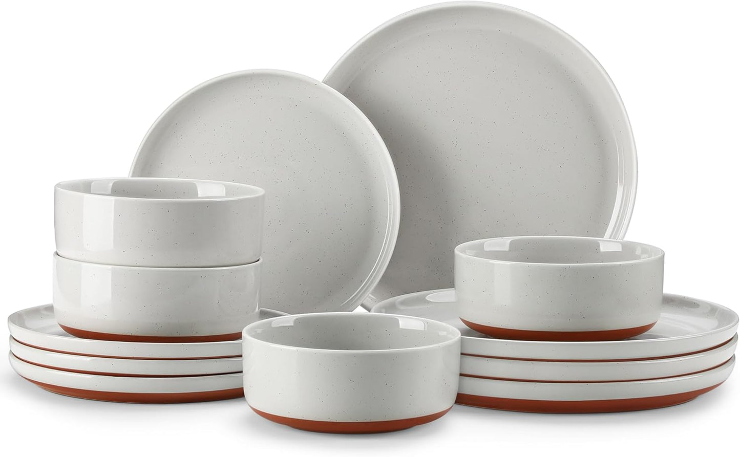 MALACASA 12 Piece Modern Stoneware Dinnerware Set for 4