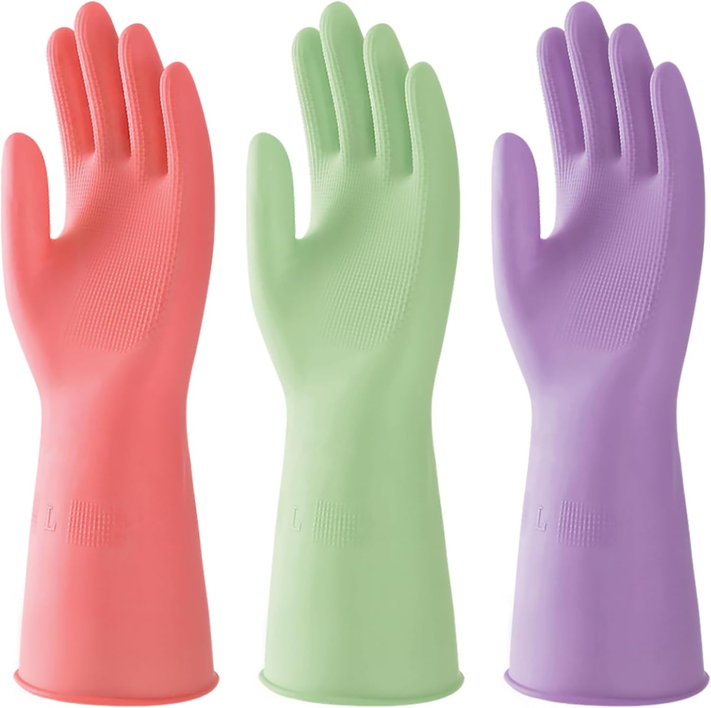 3 Pairs Natural Rubber Dishwashing Gloves - Protect & Clean Effortlessly