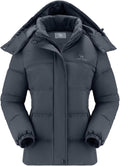 Womens Waterproof Puffer Jacket with Removable Hood - Warm Winter Coat