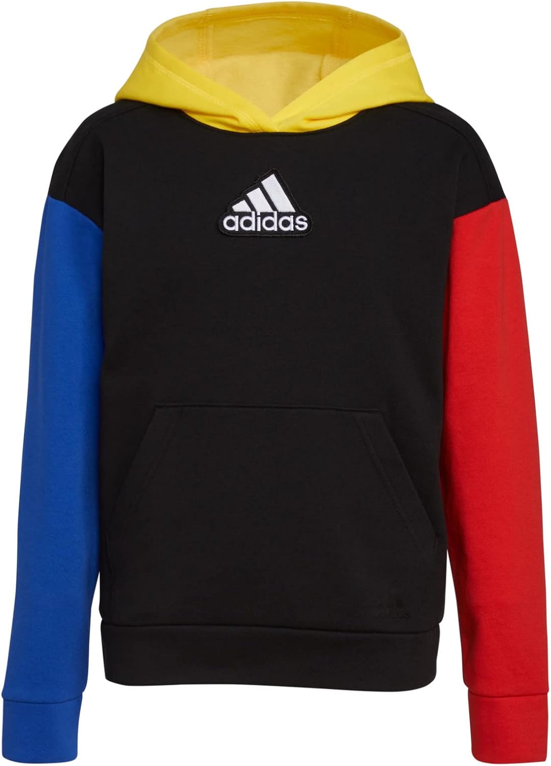 adidas Boys Hooded Pullover, Black/Multicolor, XL