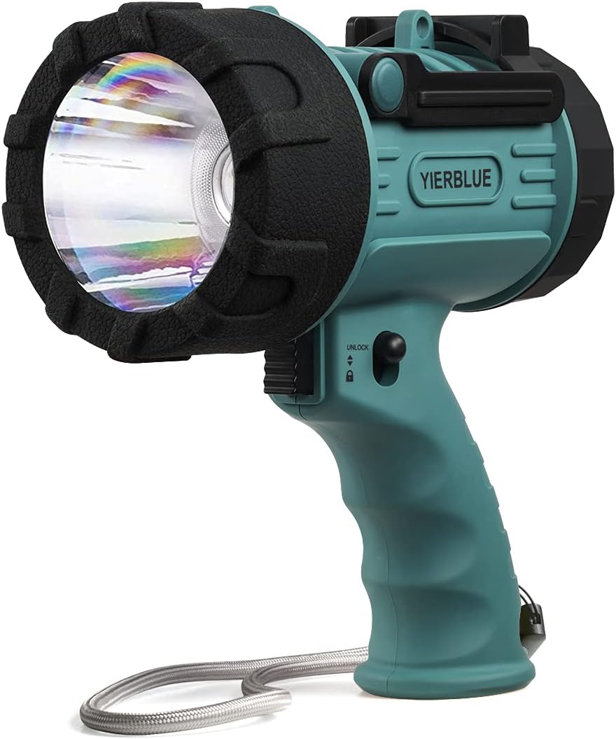 YIERBLUE Rechargeable Spotlight with 90,000 Lumen LED Power