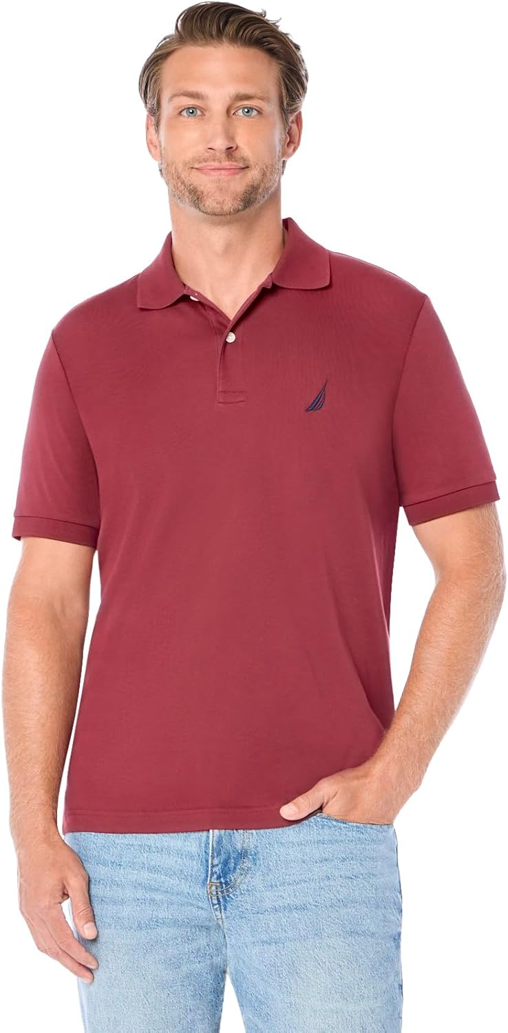 Nautica Mens Classic Fit Short Sleeve Solid Soft Cotton Polo Shirt