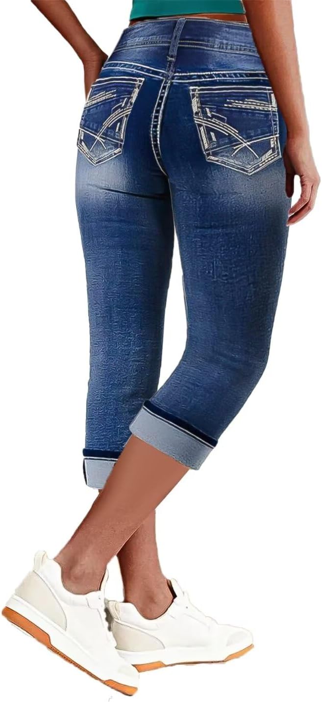 Flamingals Women's Denim Capri Jeans for Effortless Style
