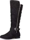 Knee High Boots for Women Flat Suede Warm Mid Calf - Comfortable Fit