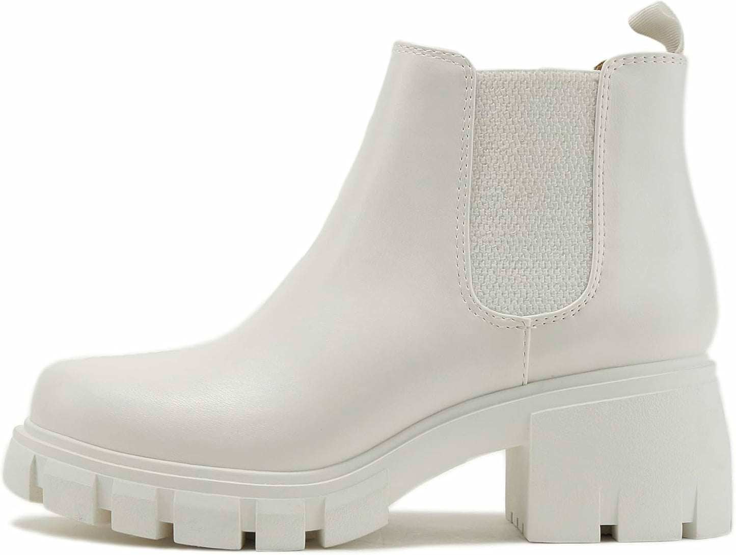 Soda PIONEER Women Lug Sole Mid Heel Chelsea Ankle Bootie