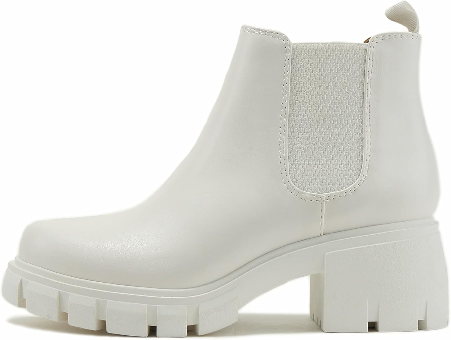 Soda PIONEER Women Lug Sole Mid Heel Chelsea Ankle Bootie